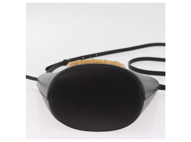 Bolso de mano Miu Miu con asa de bambú en cuero 2way Negro Oro Auth 206928M Dorado - vista 5