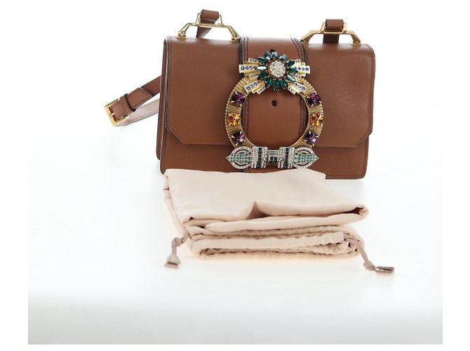 Borsa a tracolla Miu Miu in pelle marrone oro Auth 206727M D'oro - vista 12