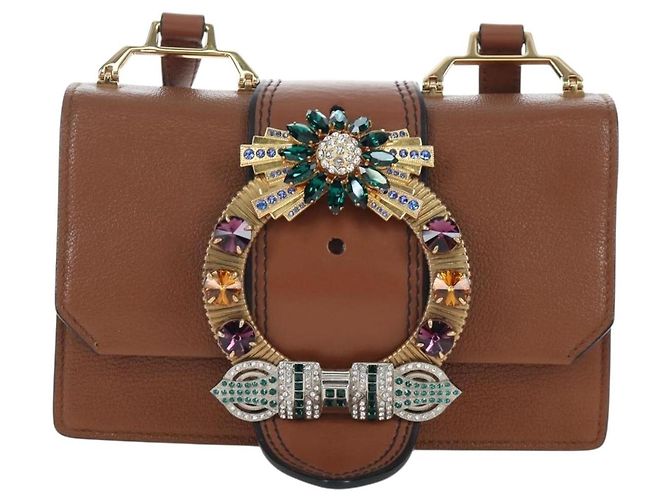Borsa a tracolla Miu Miu in pelle marrone oro Auth 206727M D'oro - vista 13