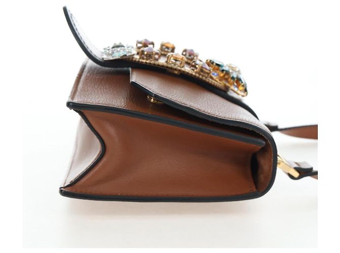 Borsa a tracolla Miu Miu in pelle marrone oro Auth 206727M D'oro - vista 4