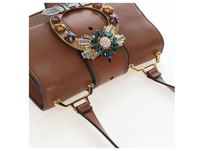 Borsa a tracolla Miu Miu in pelle marrone oro Auth 206727M D'oro - vista 6
