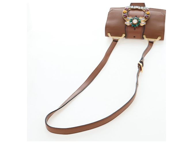Borsa a tracolla Miu Miu in pelle marrone oro Auth 206727M D'oro - vista 8