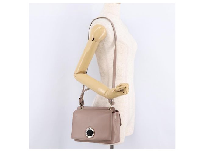 Bulgari Borsa BVLGARI Duet in pelle 2way Beige Gold Auth hk4163A D'oro - vista 30
