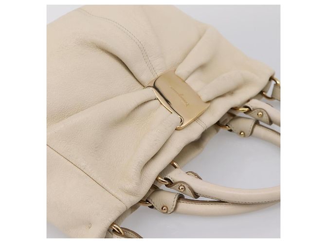 Borsa a tracolla Salvatore Ferragamo Vala in pelle 2way Ivory Gold Tone Auth 207588 Crudo - vista 14