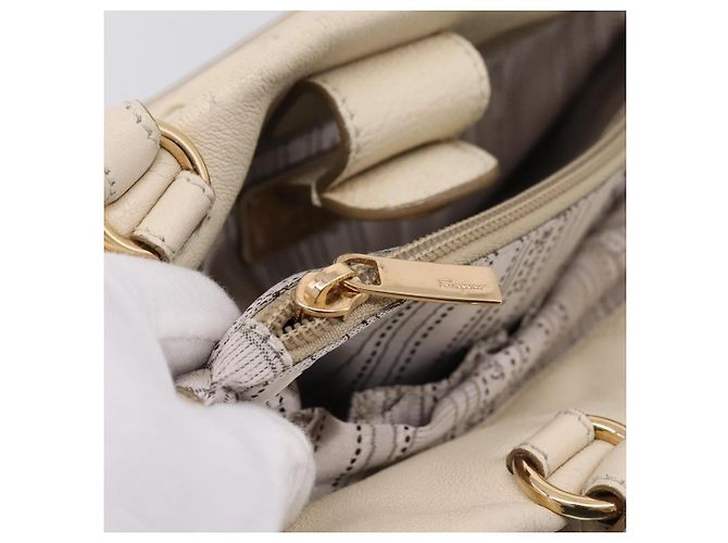 Borsa a tracolla Salvatore Ferragamo Vala in pelle 2way Ivory Gold Tone Auth 207588 Crudo - vista 28