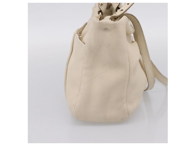 Borsa a tracolla Salvatore Ferragamo Vala in pelle 2way Ivory Gold Tone Auth 207588 Crudo - vista 5