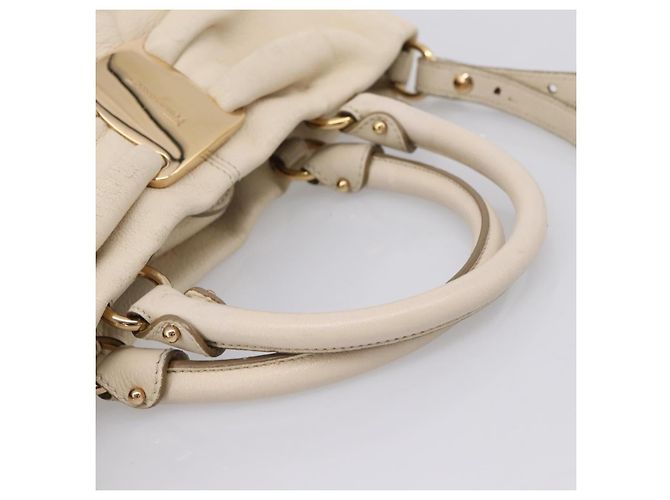 Borsa a tracolla Salvatore Ferragamo Vala in pelle 2way Ivory Gold Tone Auth 207588 Crudo - vista 8