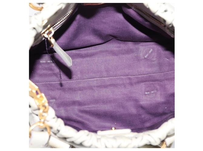 Miu Miu Vitellolux Handtasche Leder 2way Grau Goldfarben Auth 207557V Braun - Ansicht 11