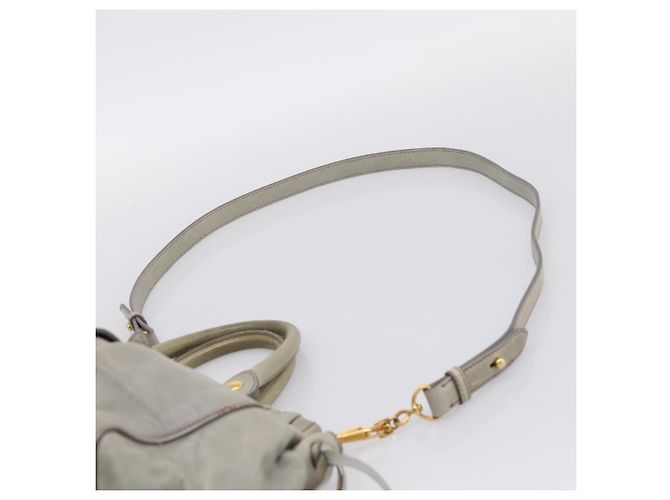 Miu Miu Vitellolux Handtasche Leder 2way Grau Goldfarben Auth 207557V Braun - Ansicht 14