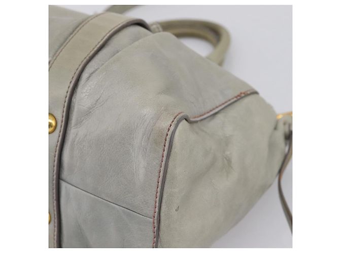 Miu Miu Vitellolux Handtasche Leder 2way Grau Goldfarben Auth 207557V Braun - Ansicht 15