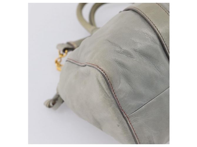 Miu Miu Vitellolux Handtasche Leder 2way Grau Goldfarben Auth 207557V Braun - Ansicht 18