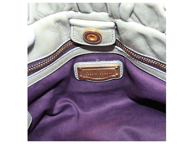 Miu Miu Vitellolux Handtasche Leder 2way Grau Goldfarben Auth 207557V Braun - Ansicht 20
