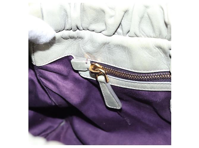 Miu Miu Vitellolux Handtasche Leder 2way Grau Goldfarben Auth 207557V Braun - Ansicht 23