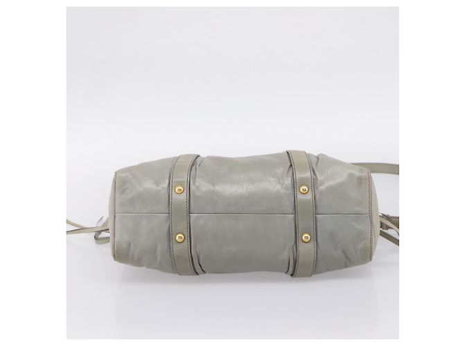 Miu Miu Vitellolux Handtasche Leder 2way Grau Goldfarben Auth 207557V Braun - Ansicht 5