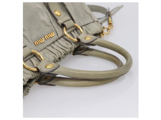Miu Miu Vitellolux Handtasche Leder 2way Grau Goldfarben Auth 207557V Braun - Ansicht 7