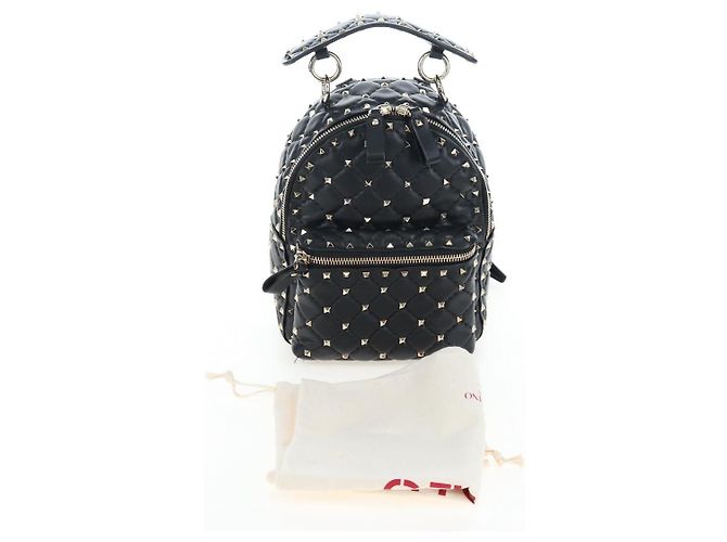 Zaino Valentino Rock Studs in pelle nera e oro autentico 206755V Nero D'oro - vista 12