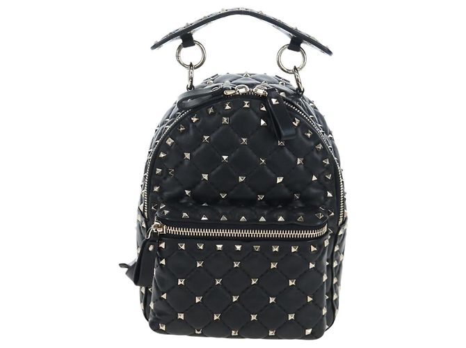 Zaino Valentino Rock Studs in pelle nera e oro autentico 206755V Nero D'oro - vista 13