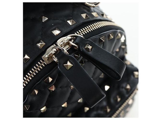 Zaino Valentino Rock Studs in pelle nera e oro autentico 206755V Nero D'oro - vista 24