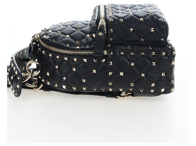 Zaino Valentino Rock Studs in pelle nera e oro autentico 206755V Nero D'oro - vista 3