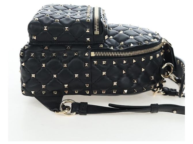 Zaino Valentino Rock Studs in pelle nera e oro autentico 206755V Nero D'oro - vista 4