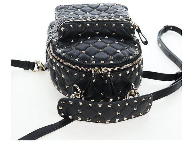 Zaino Valentino Rock Studs in pelle nera e oro autentico 206755V Nero D'oro - vista 6