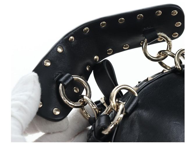 Zaino Valentino Rock Studs in pelle nera e oro autentico 206755V Nero D'oro - vista 8