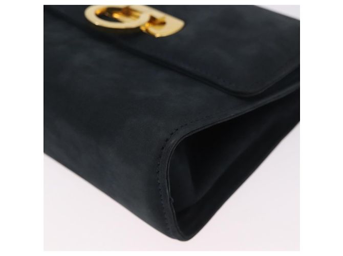 Borsa a tracolla Salvatore Ferragamo Gancini in camoscio blu navy e tono oro Auth ka6530A - vista 17