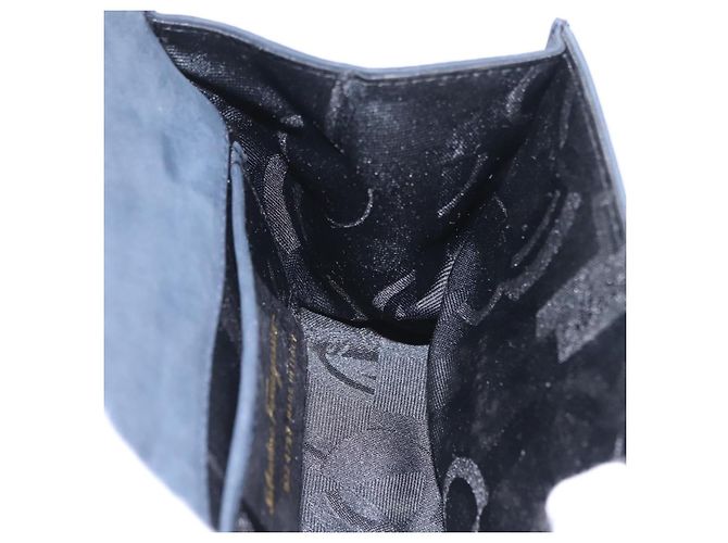 Borsa a tracolla Salvatore Ferragamo Gancini in camoscio blu navy e tono oro Auth ka6530A - vista 22