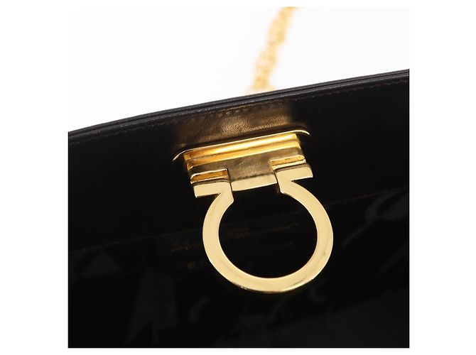 Borsa a tracolla Salvatore Ferragamo Gancini Chain in pelle marrone e oro Auth ka6429A - vista 10