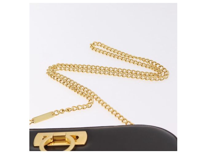 Borsa a tracolla Salvatore Ferragamo Gancini Chain in pelle marrone e oro Auth ka6429A - vista 14