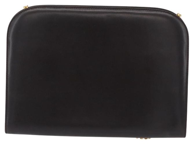 Borsa a tracolla Salvatore Ferragamo Gancini Chain in pelle marrone e oro Auth ka6429A - vista 2