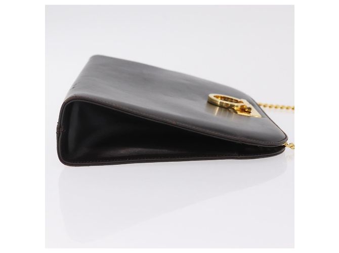 Borsa a tracolla Salvatore Ferragamo Gancini Chain in pelle marrone e oro Auth ka6429A - vista 3