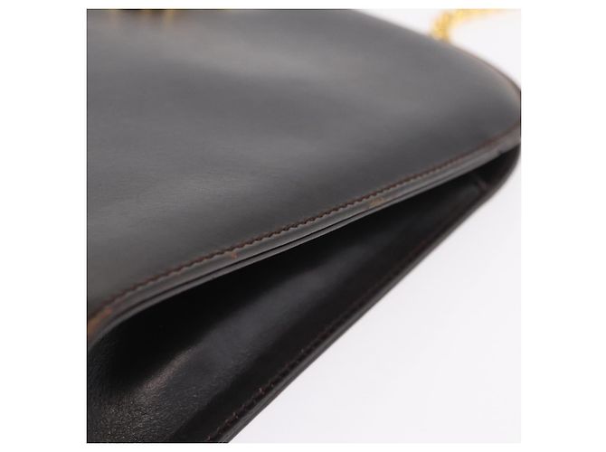 Borsa a tracolla Salvatore Ferragamo Gancini Chain in pelle marrone e oro Auth ka6429A - vista 4