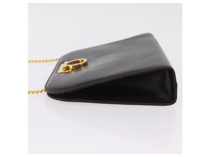 Borsa a tracolla Salvatore Ferragamo Gancini Chain in pelle marrone e oro Auth ka6429A - vista 5