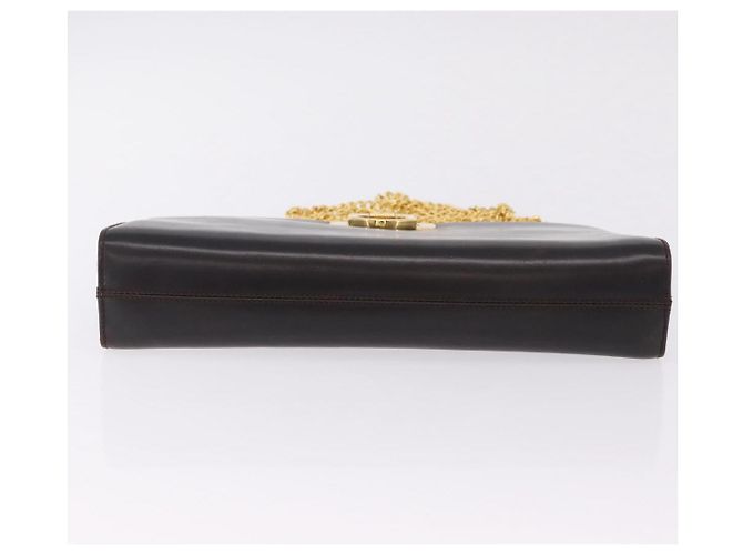 Borsa a tracolla Salvatore Ferragamo Gancini Chain in pelle marrone e oro Auth ka6429A - vista 6
