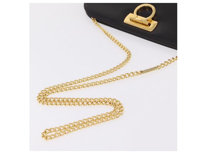 Borsa a tracolla Salvatore Ferragamo Gancini Chain in pelle marrone e oro Auth ka6429A - vista 8