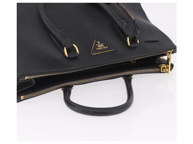 Borsa a mano PRADA Galleria in pelle Safiano Nero Oro Auth 205439 D'oro - vista 14