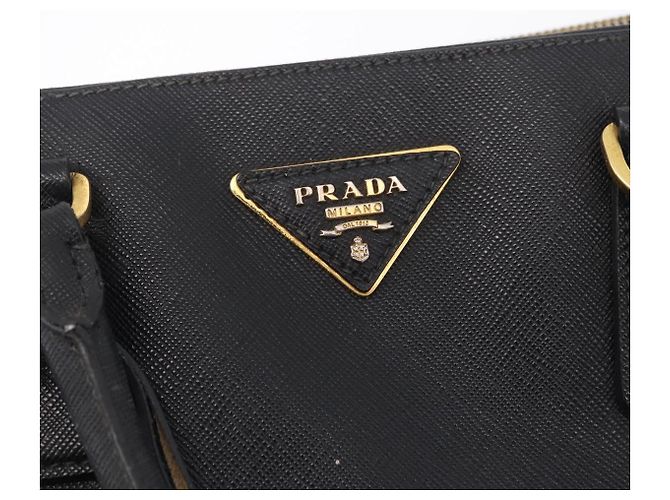 Borsa a mano PRADA Galleria in pelle Safiano Nero Oro Auth 205439 D'oro - vista 21