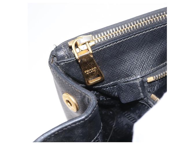 Borsa a mano PRADA Galleria in pelle Safiano Nero Oro Auth 205439 D'oro - vista 27