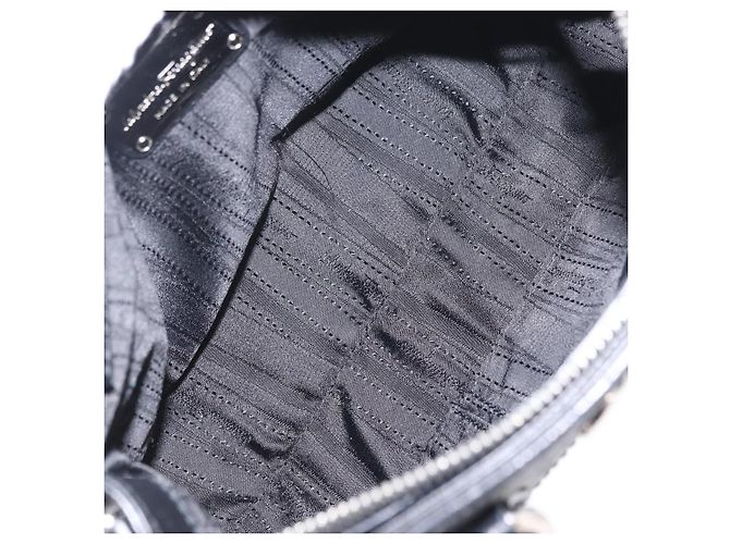 Borsa Salvatore Ferragamo Gancini in pelle 2way Nero Argento Auth ka6483A - vista 11