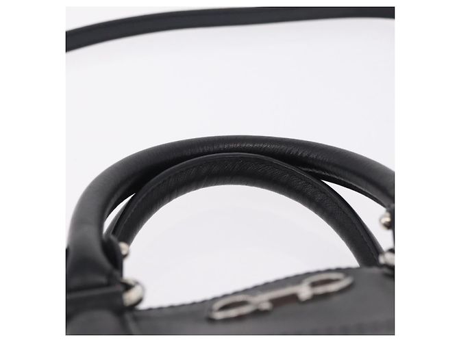 Borsa Salvatore Ferragamo Gancini in pelle 2way Nero Argento Auth ka6483A - vista 14