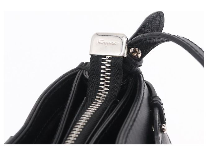 Borsa Salvatore Ferragamo Gancini in pelle 2way Nero Argento Auth ka6483A - vista 19