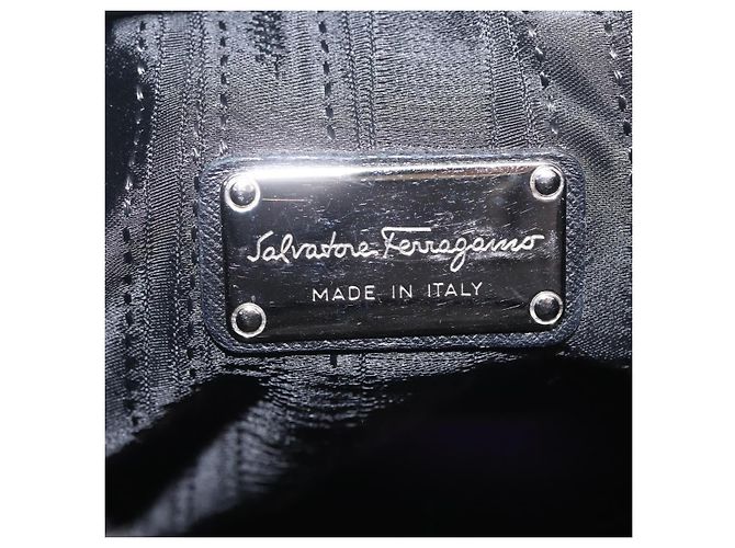 Borsa Salvatore Ferragamo Gancini in pelle 2way Nero Argento Auth ka6483A - vista 21