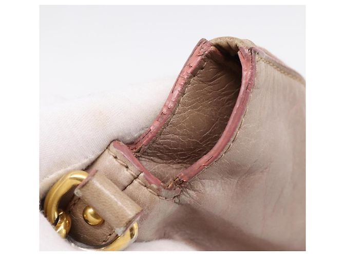 Sac à main Miu Miu Vitellolux en cuir 2way Rose Doré Auth 206666A - vue 10