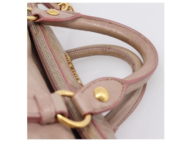 Sac à main Miu Miu Vitellolux en cuir 2way Rose Doré Auth 206666A - vue 14
