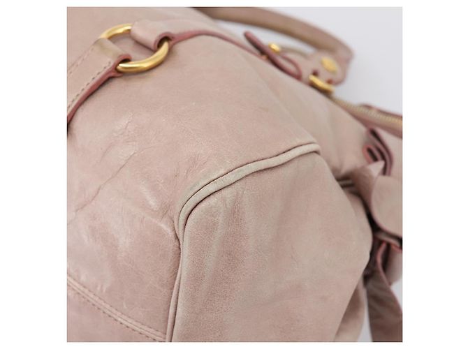 Sac à main Miu Miu Vitellolux en cuir 2way Rose Doré Auth 206666A - vue 16