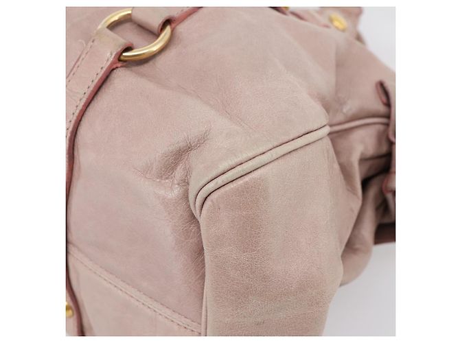 Sac à main Miu Miu Vitellolux en cuir 2way Rose Doré Auth 206666A - vue 18