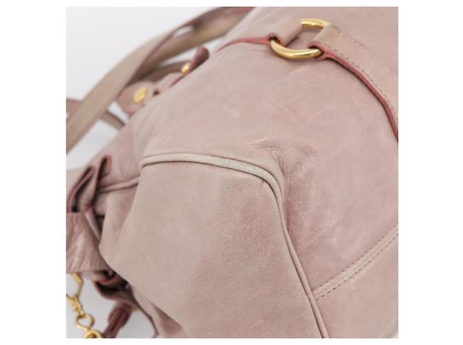 Sac à main Miu Miu Vitellolux en cuir 2way Rose Doré Auth 206666A - vue 19