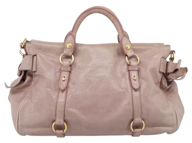 Sac à main Miu Miu Vitellolux en cuir 2way Rose Doré Auth 206666A - vue 2
