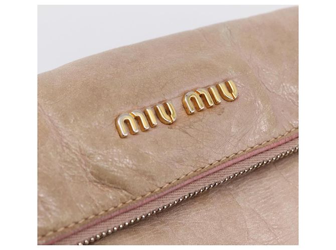 Sac à main Miu Miu Vitellolux en cuir 2way Rose Doré Auth 206666A - vue 20